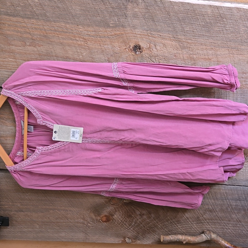 G.H. Bass & Co. Mauve Blouse with Embroidered Trim